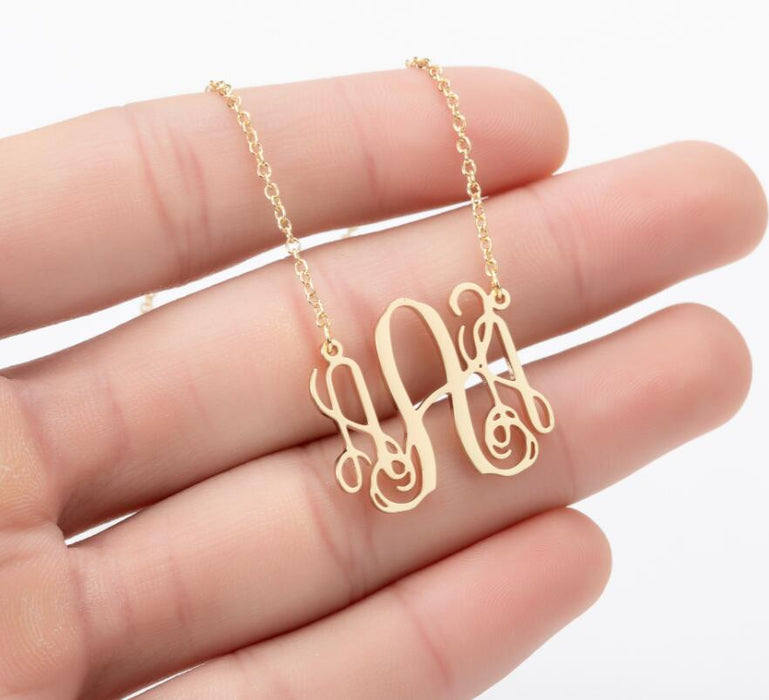 Retro 26 letter necklace, simple English letter clavicle chain stainless steel jewelry wholesale