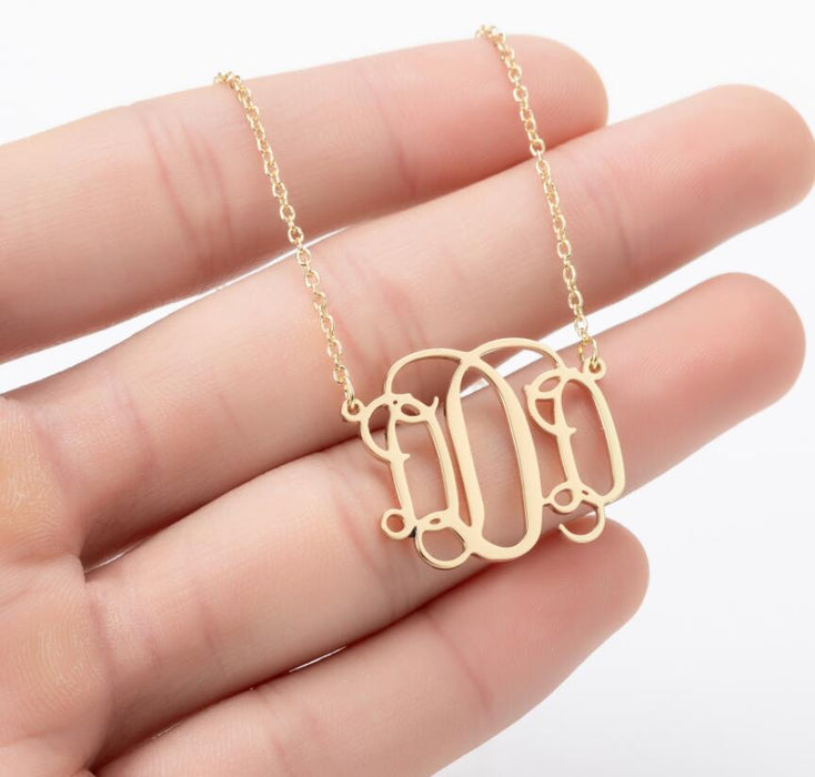 Retro 26 letter necklace, simple English letter clavicle chain stainless steel jewelry wholesale