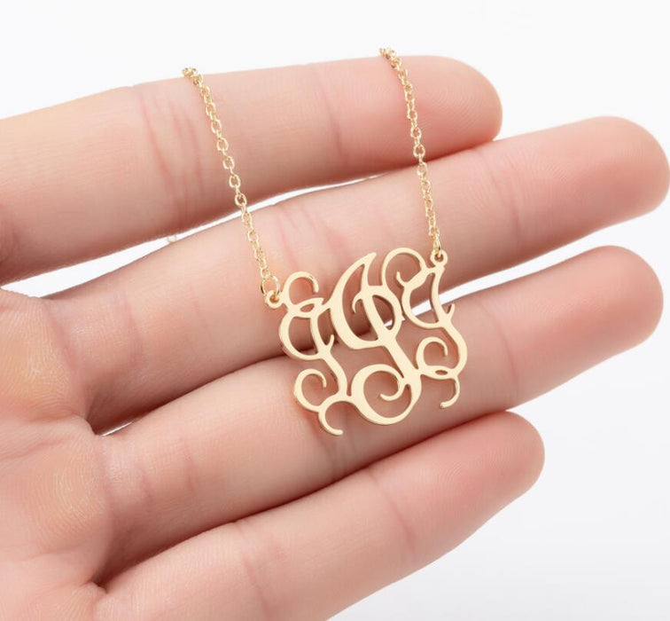 Retro 26 letter necklace, simple English letter clavicle chain stainless steel jewelry wholesale