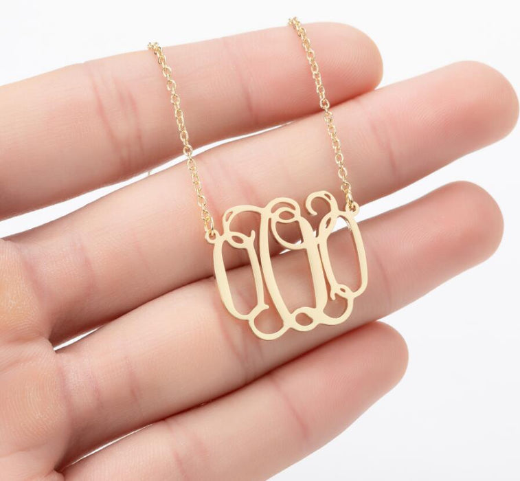 Retro 26 letter necklace, simple English letter clavicle chain stainless steel jewelry wholesale