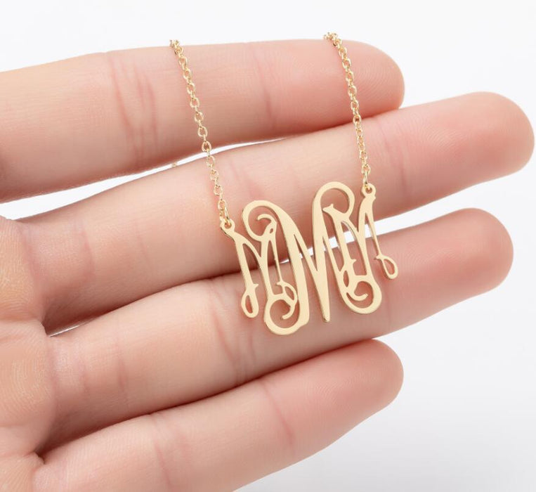 Retro 26 letter necklace, simple English letter clavicle chain stainless steel jewelry wholesale