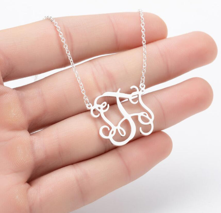 Retro 26 letter necklace, simple English letter clavicle chain stainless steel jewelry wholesale