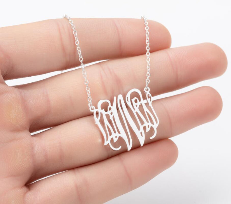 Retro 26 letter necklace, simple English letter clavicle chain stainless steel jewelry wholesale