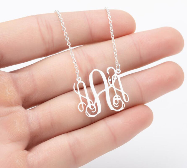 Retro 26 letter necklace, simple English letter clavicle chain stainless steel jewelry wholesale