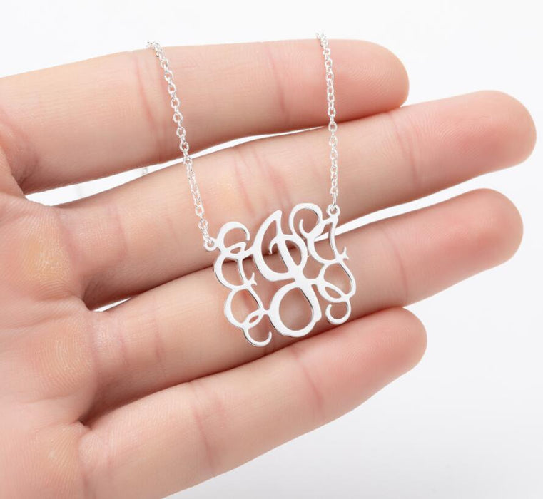 Retro 26 letter necklace, simple English letter clavicle chain stainless steel jewelry wholesale