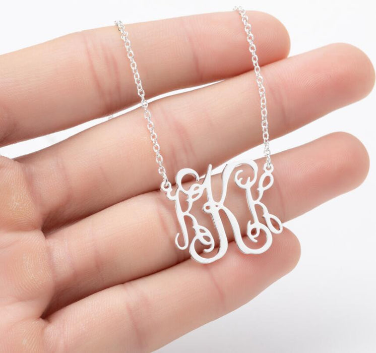 Retro 26 letter necklace, simple English letter clavicle chain stainless steel jewelry wholesale