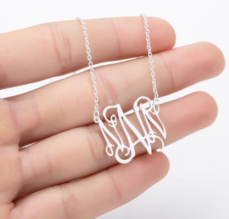 Retro 26 letter necklace, simple English letter clavicle chain stainless steel jewelry wholesale