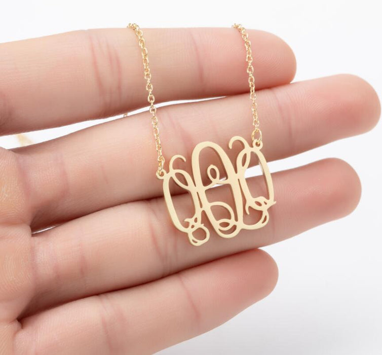 Retro 26 letter necklace, simple English letter clavicle chain stainless steel jewelry wholesale