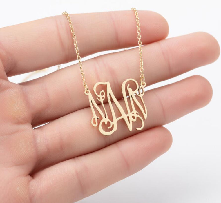 Retro 26 letter necklace, simple English letter clavicle chain stainless steel jewelry wholesale