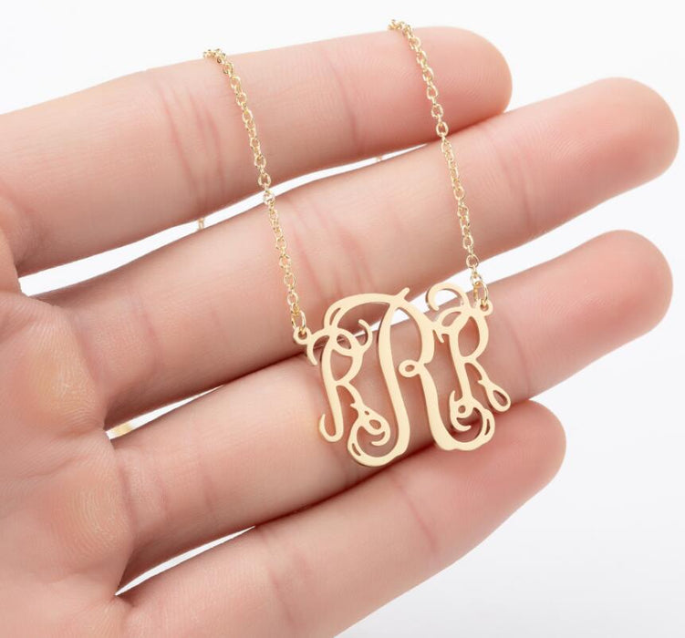 Retro 26 letter necklace, simple English letter clavicle chain stainless steel jewelry wholesale