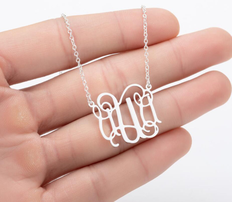 Retro 26 letter necklace, simple English letter clavicle chain stainless steel jewelry wholesale