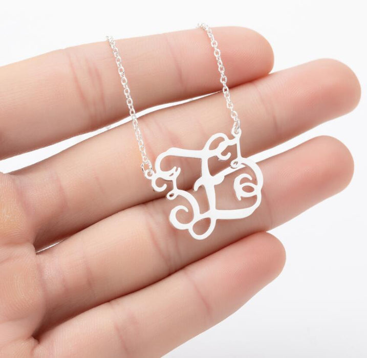 Retro 26 letter necklace, simple English letter clavicle chain stainless steel jewelry wholesale