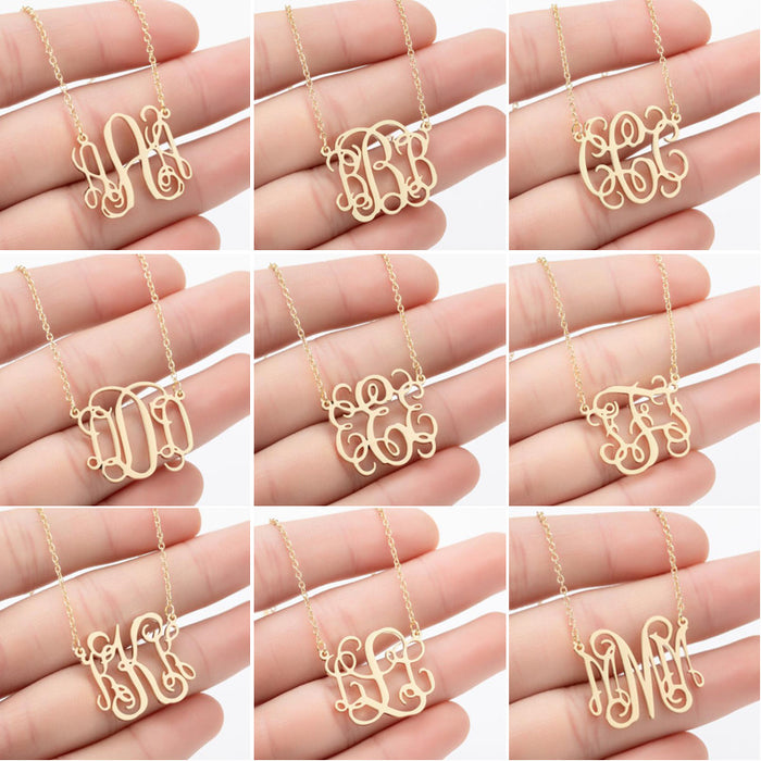 Retro 26 letter necklace, simple English letter clavicle chain stainless steel jewelry wholesale