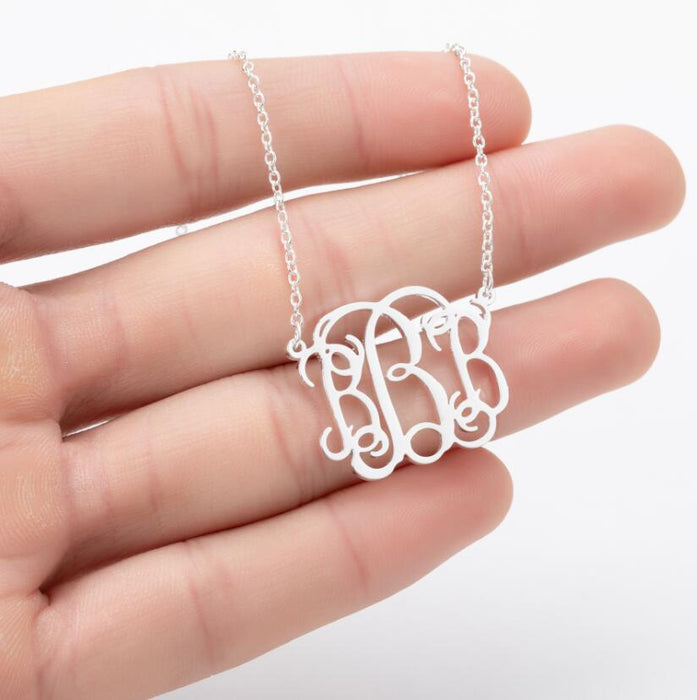 Retro 26 letter necklace, simple English letter clavicle chain stainless steel jewelry wholesale