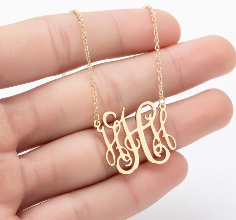 Retro 26 letter necklace, simple English letter clavicle chain stainless steel jewelry wholesale