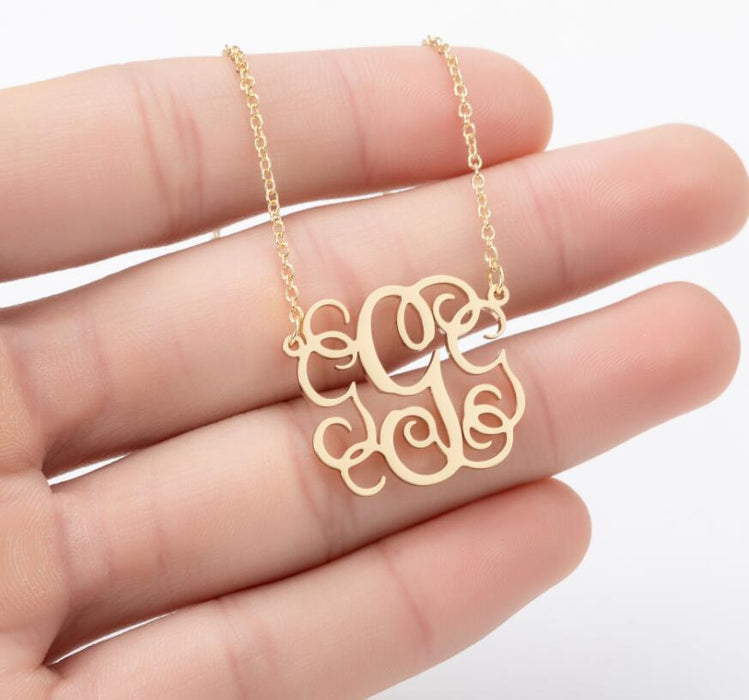 Retro 26 letter necklace, simple English letter clavicle chain stainless steel jewelry wholesale