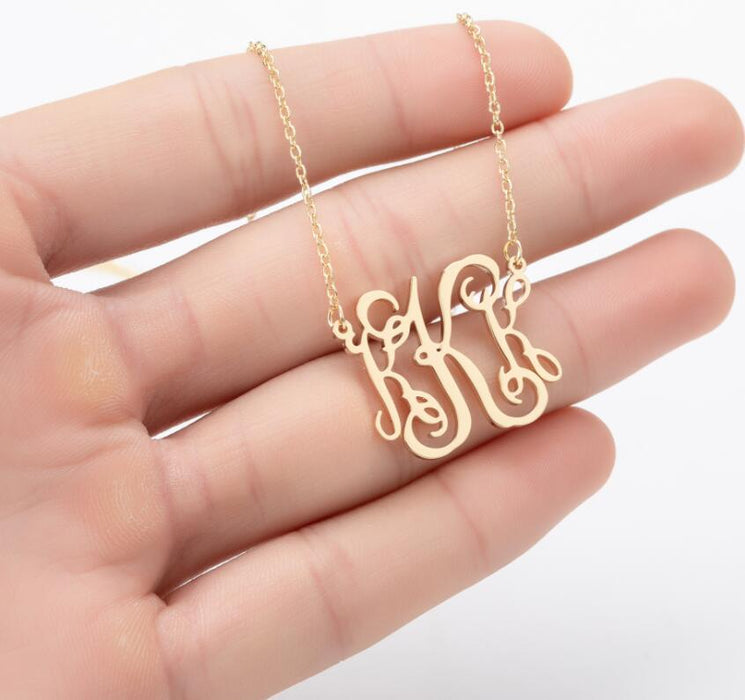 Retro 26 letter necklace, simple English letter clavicle chain stainless steel jewelry wholesale