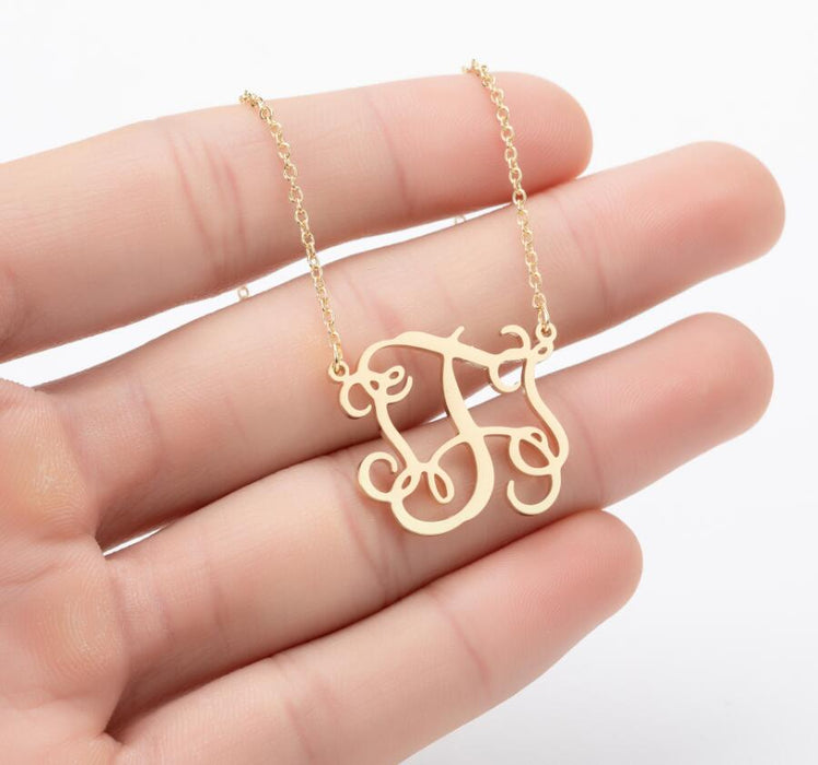 Retro 26 letter necklace, simple English letter clavicle chain stainless steel jewelry wholesale