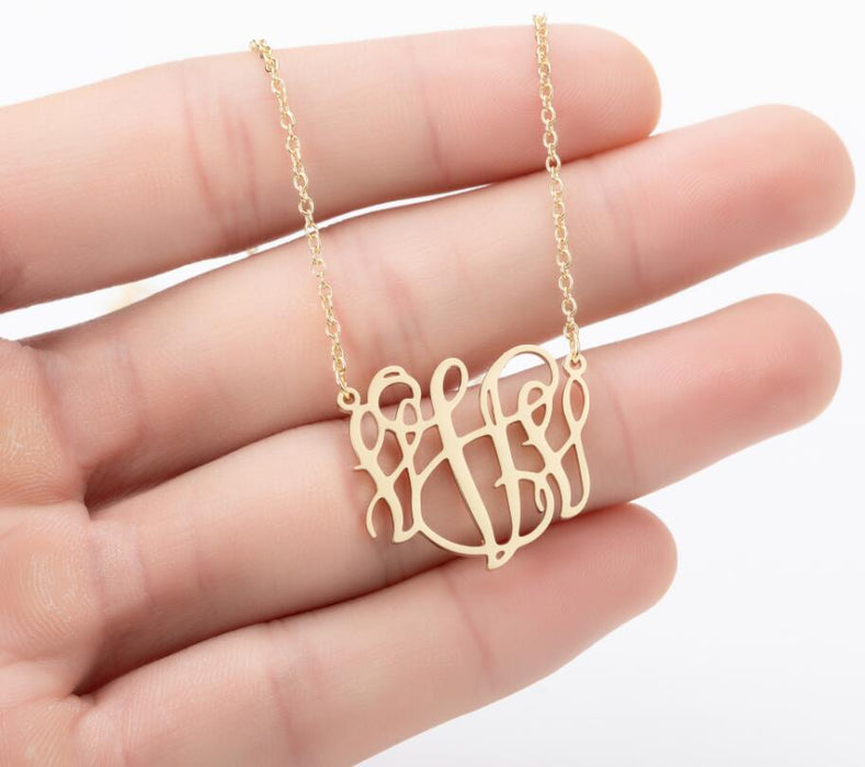 Retro 26 letter necklace, simple English letter clavicle chain stainless steel jewelry wholesale