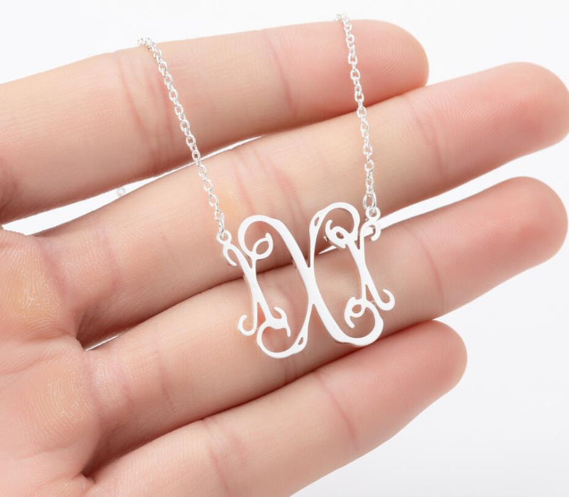 Retro 26 letter necklace, simple English letter clavicle chain stainless steel jewelry wholesale