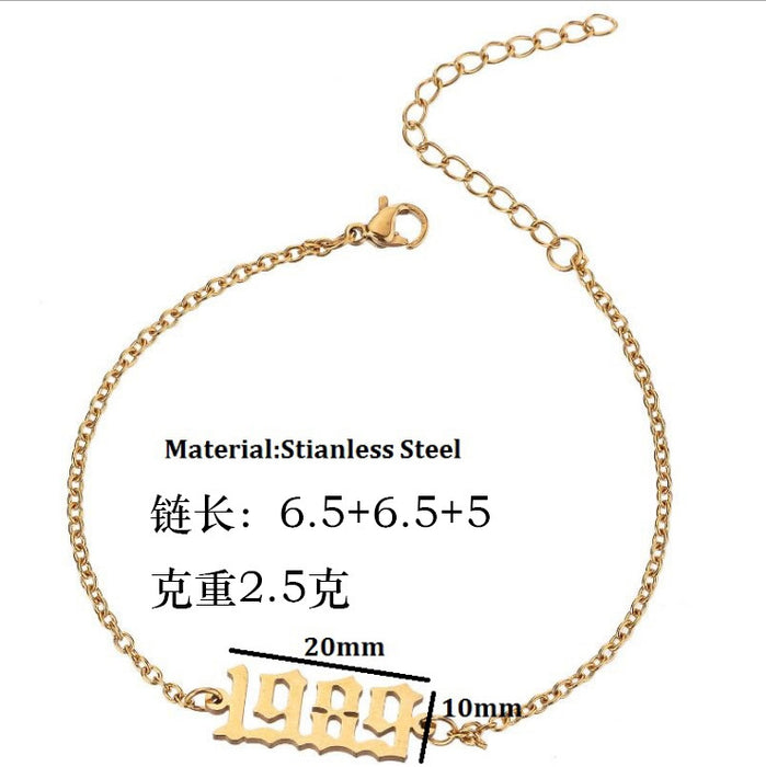 Birth year pendant bracelet, Japanese and Korean simple digital combination birthday gift wholesale