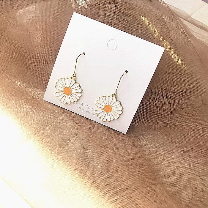 Pendientes sencillos de plata S925 con crisantemo y margaritas pequeñas para mujer, nuevo conjunto de dos piezas de primavera