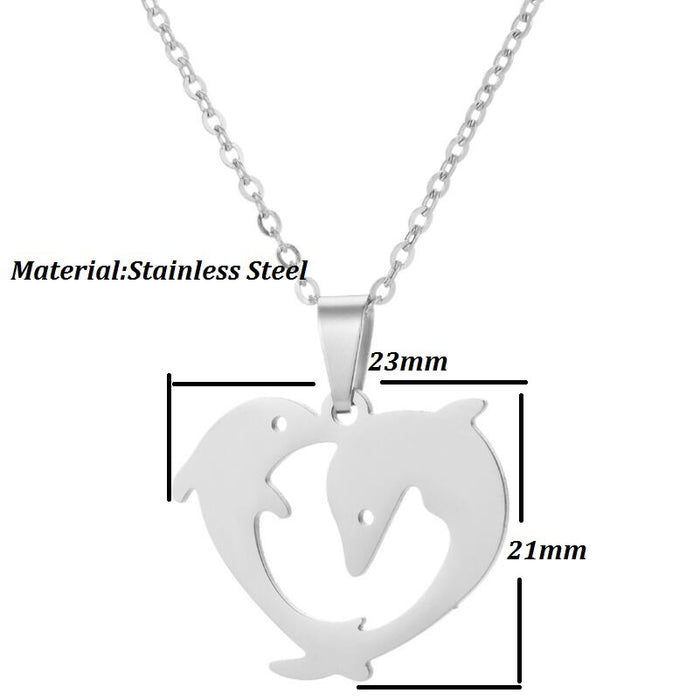 Dolphin love couple pendant necklace, love pendant niche design clavicle chain wholesale