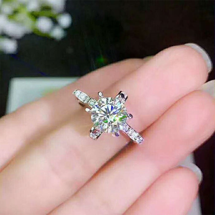 Anillo princesa de circonitas redondas, joyería para mujer