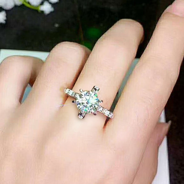 Anillo princesa de circonitas redondas, joyería para mujer