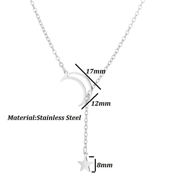 Collar con colgante de luna y estrella hueca francesa, cadena de clavícula con borlas de bosque en forma de media luna al por mayor