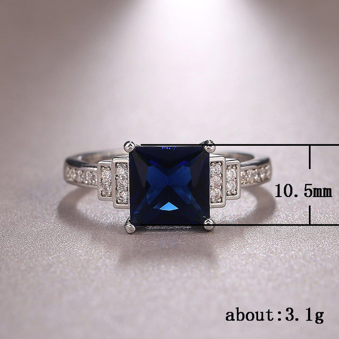 Blue zircon ring with diamond bracelet