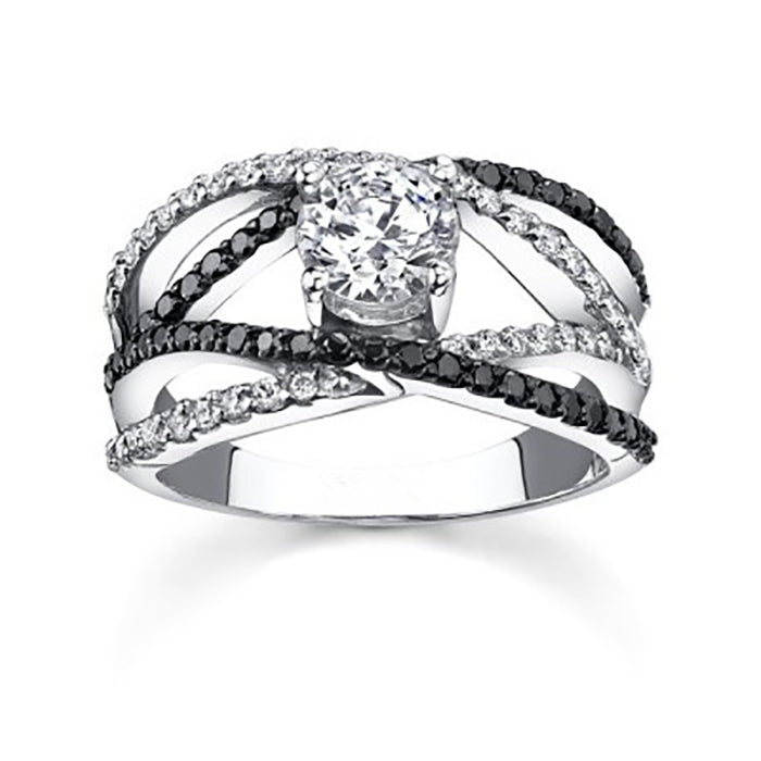 Creative Line Micro-Inlaid Zircon Ring Copper-Plated Silver Jewelry