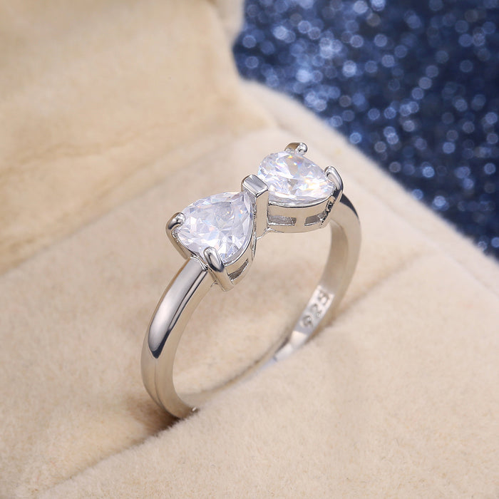 Classic Bow White Square Diamond Ring