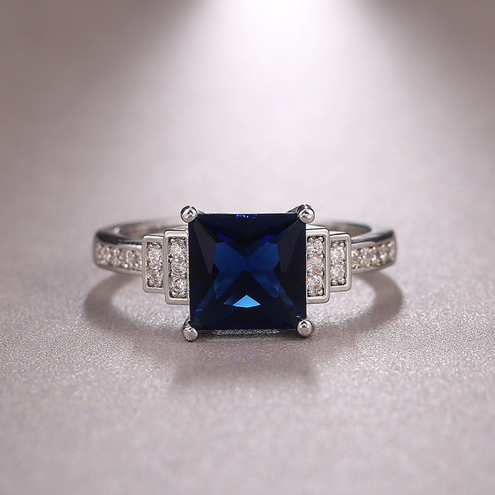 Blue zircon ring with diamond bracelet