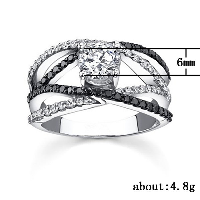 Creative Line Micro-Inlaid Zircon Ring Copper-Plated Silver Jewelry