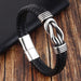 Bracelet Stainless Steel Hand Textile Cow Leather