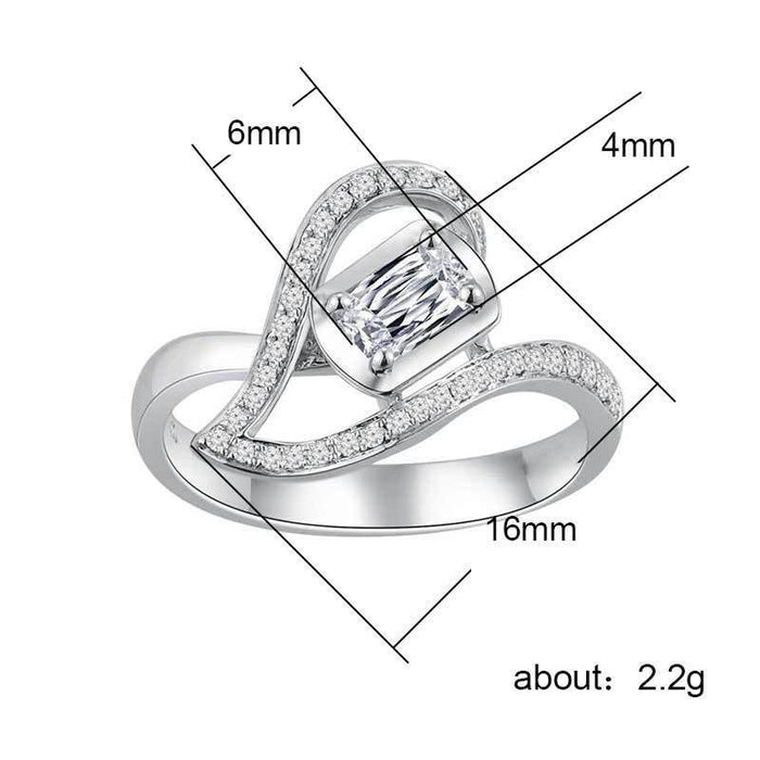 Gold-plated ring with zircon hollow butterfly
