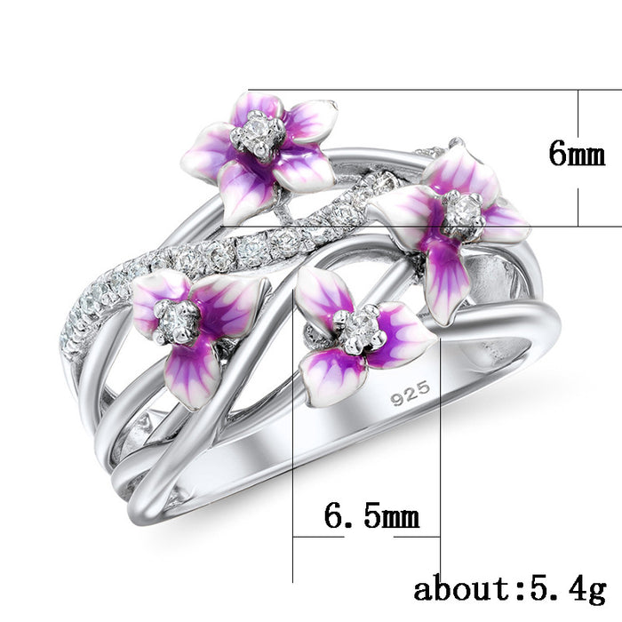 Anillo de mujer con flor violeta