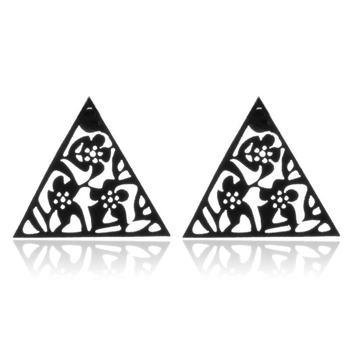 Pendientes de acero inoxidable con forma de flor hueca: joyas elegantes y femeninas de inspiración vintage