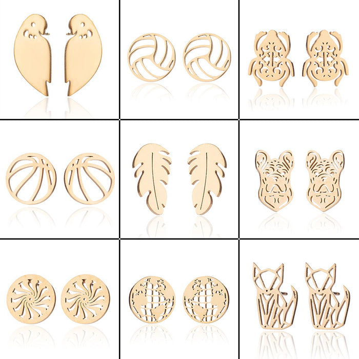 Pendientes de acero inoxidable con forma de flor hueca: joyas elegantes y femeninas de inspiración vintage