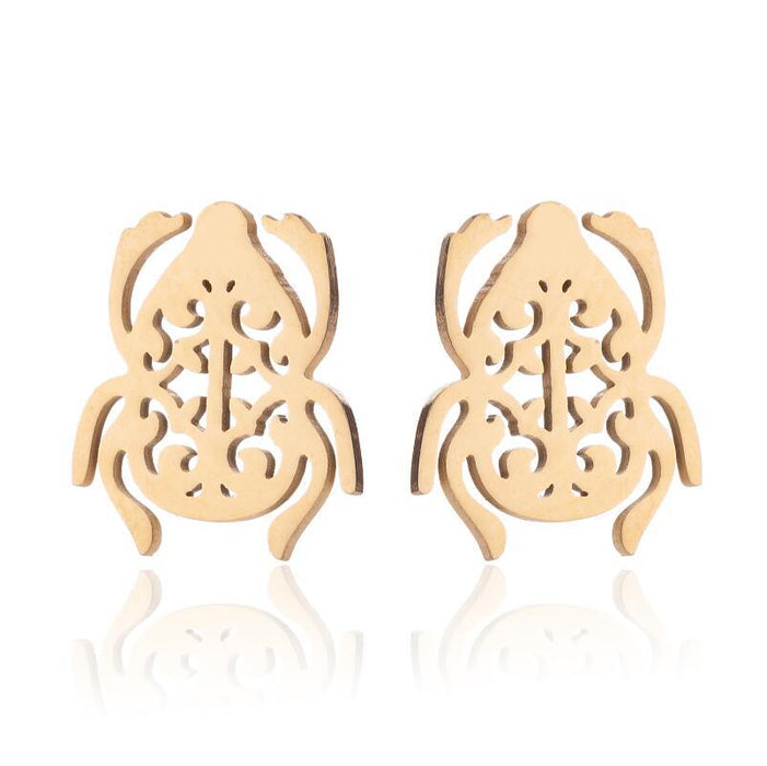 Pendientes de acero inoxidable con forma de flor hueca: joyas elegantes y femeninas de inspiración vintage