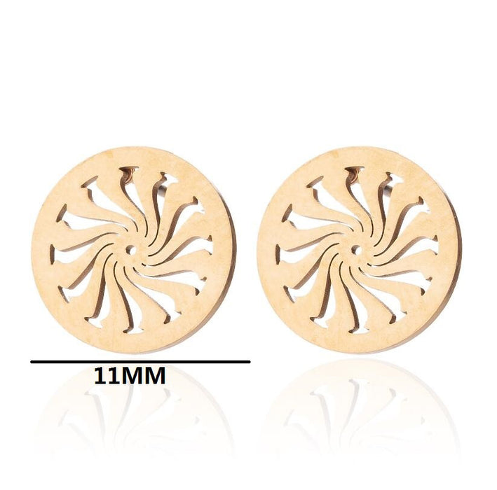 Pendientes de acero inoxidable con forma de flor hueca: joyas elegantes y femeninas de inspiración vintage