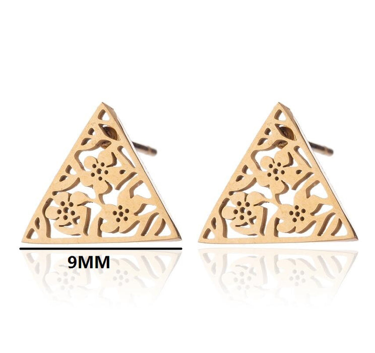 Pendientes de acero inoxidable con forma de flor hueca: joyas elegantes y femeninas de inspiración vintage