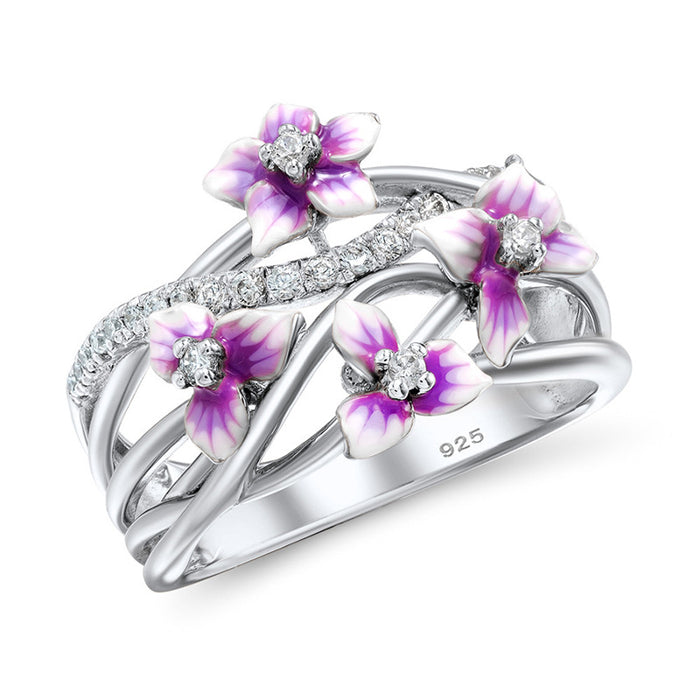 Anillo de mujer con flor violeta