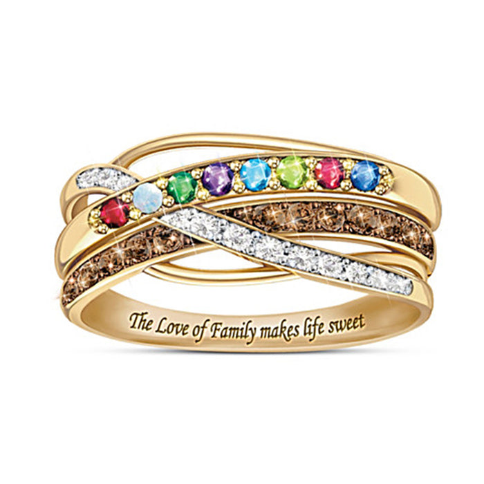 Multi-circle ring with colorful zircon