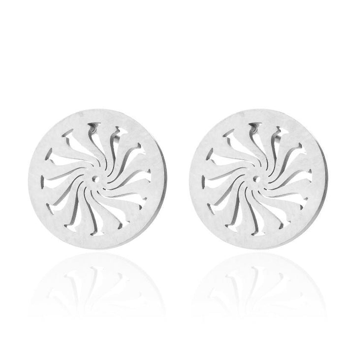 Pendientes de acero inoxidable con forma de flor hueca: joyas elegantes y femeninas de inspiración vintage