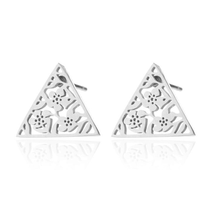 Pendientes de acero inoxidable con forma de flor hueca: joyas elegantes y femeninas de inspiración vintage