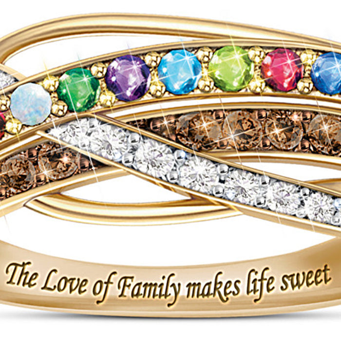 Multi-circle ring with colorful zircon