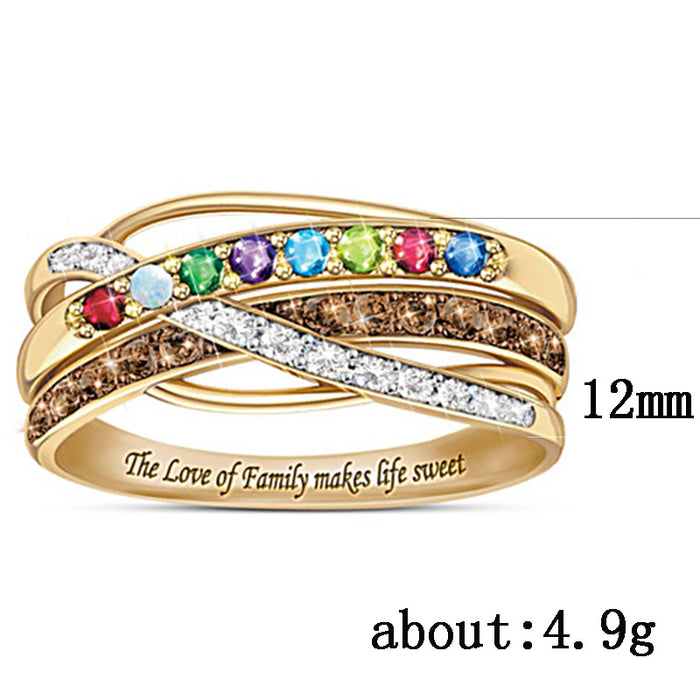 Multi-circle ring with colorful zircon