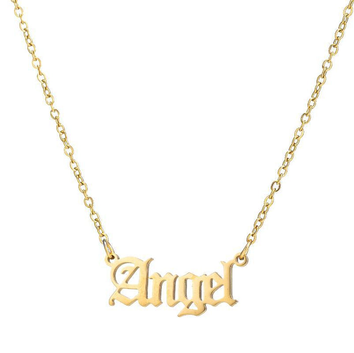 Artistic letter pendant clavicle chain, Gothic angel princess necklace girlfriends gift wholesale